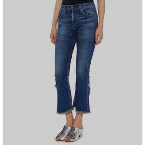 Citizens of Humanity Drew Fray Hi Rise Crop Flare Jeans 26